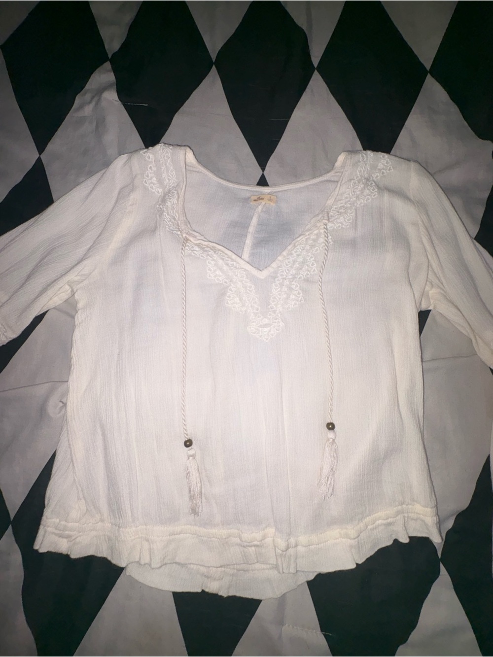 Women's White Lace-Trim pirate Blouse
